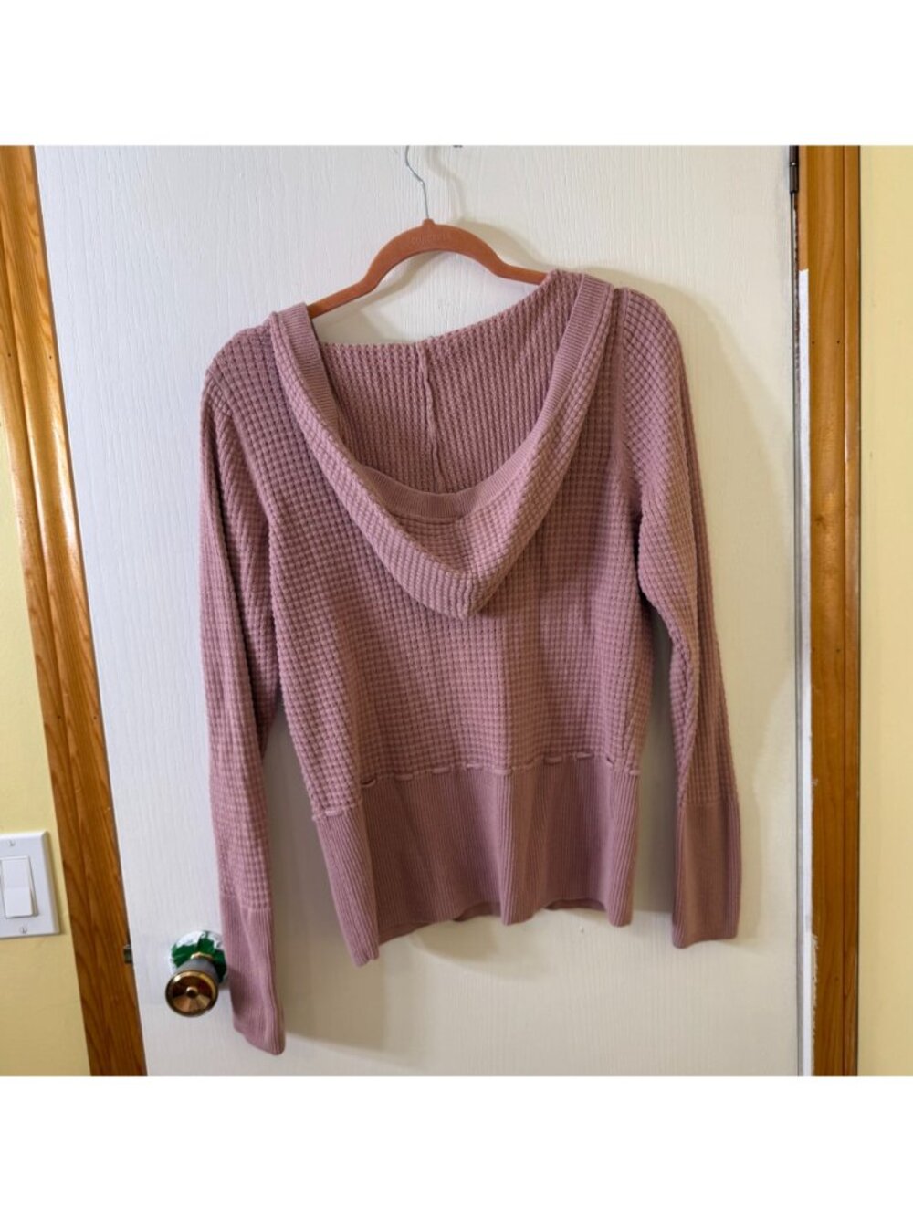 TNT Dusty Pink Y2K Waffle Knit Hooded Sweater L - Picture 2 of 4